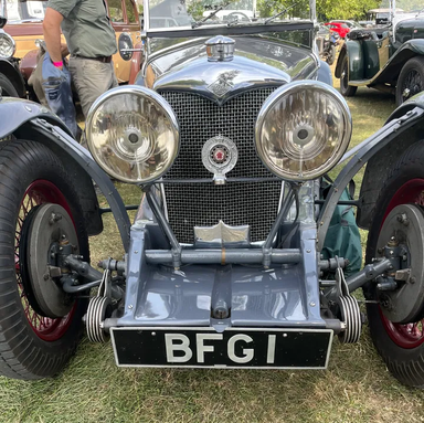 UK Number Plate BFG 1 on a 1936 Grey Riley