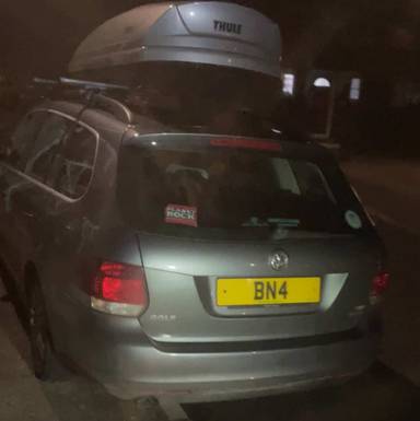 UK Number Plate BN 4 on a 2015 Grey Volkswagen
