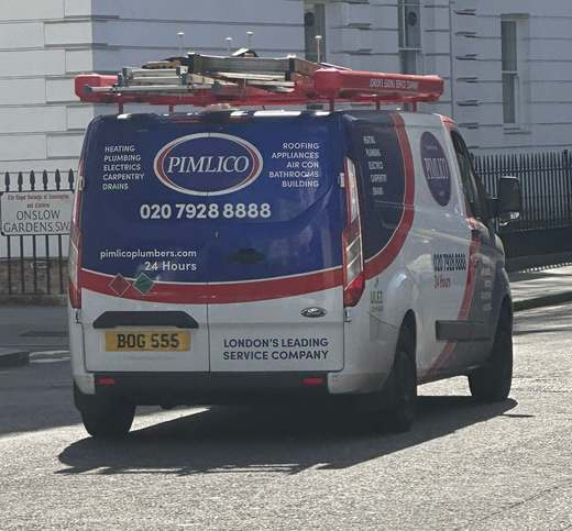 BOG 555 number plate – Pimlico Plumbers