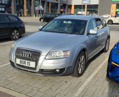 UK Number Plate BOR 1S on a 2007 Silver Audi Allroad
