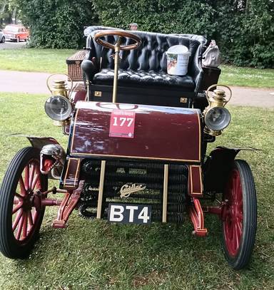 UK Number Plate BT 4 on a 1903 Maroon Cadillac