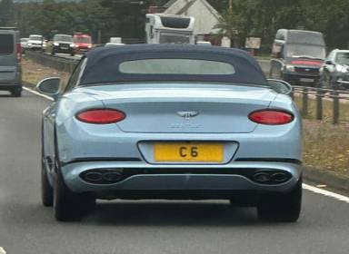 UK Number Plate C 6 on a 2023 Blue Bentley Continental Gt Azure V8 Auto