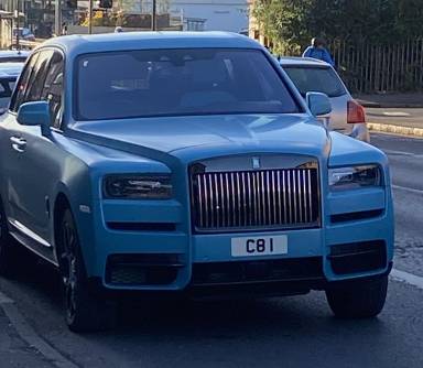 UK Number Plate C 81 on a 2023 Turquoise Rolls Royce Cullinan Black Badge Auto