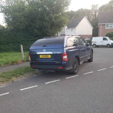 UK Number Plate C4 RGO on a 2016 Blue Ssangyong Musso