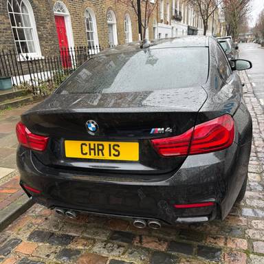 UK Number Plate CHR 1S on a 2017 Black BMW M4