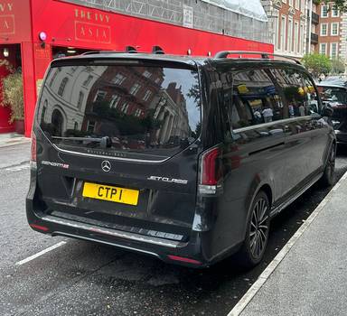 UK Number Plate CTP 1 on a 2024 Black Mercedes-Benz V 300 Amg Line Premium D Auto