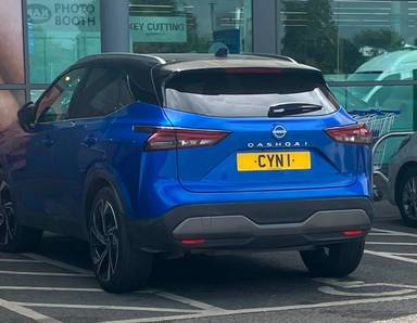UK Number Plate CYN 1 on a 2022 Blue Nissan Qashqai Tkna+ Digt Mhev 4x4cvt
