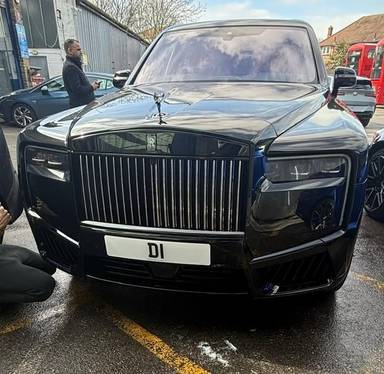 UK Number Plate D 1 on a 2025 Black Rolls Royce Cullinan Black Badge Auto