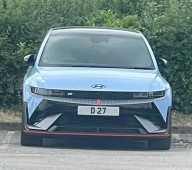 UK Number Plate D 27 on a 2024 Blue Hyundai Ioniq 5 N Ev 4x4