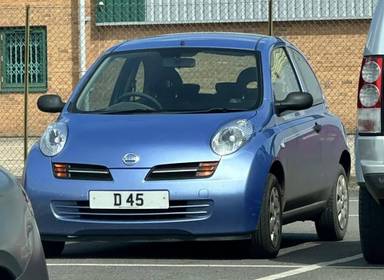 UK Number Plate D 45 on a 2004 Blue Nissan Micra