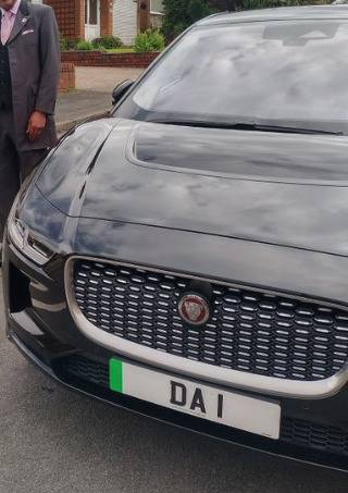UK Number Plate DA 1 on a 2022 Black Jaguar I-Pace Se