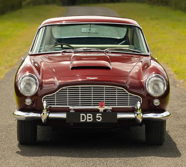 UK Number Plate DB 5 on a 1965 RED Aston Martin DB5