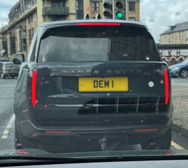 UK Number Plate DEM 1 on a 2023 Green Land Rover Range Rover Autobio D Mhev A