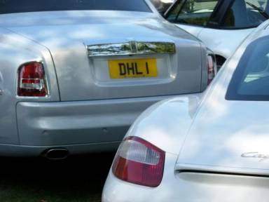UK Number Plate DHL 1 on a 2008 Silver Rolls Royce Phantom
