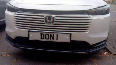UK Number Plate DON 1 on a 2025 White Honda Hr-V Elegance I-Mmd Cvt