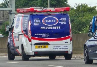 UK Number Plate DRA 7N on a 2022 White Ford Transit Custom 320 Trend Eblue