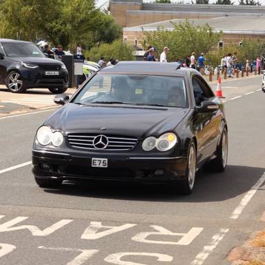UK Number Plate E 75 on a 2003 Black Mercedes CLK