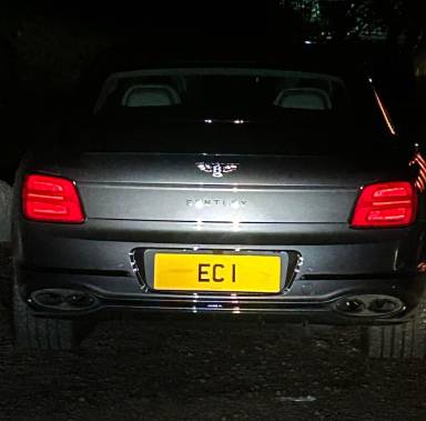 UK Number Plate EC 1 on a 2026 Grey Land Rover Flying Spur V8 Auto