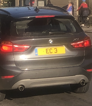 UK Number Plate EC 3 on a 2017 Grey BMW X1