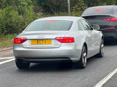 UK Number Plate ECT 1 on a 2009 Silver Audi A5