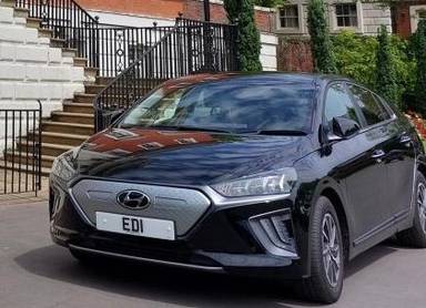 UK Number Plate ED 1 on a 2021 Black Hyundai Ioniq