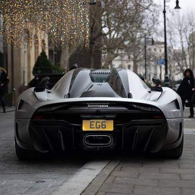UK Number Plate EG 6 on a 2021 Silver Koenigsegg Regera