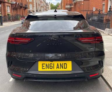 UK Number Plate EN61 AND on a 2021 Black Jaguar I-Pace Hse Black