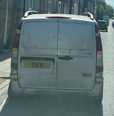 UK Number Plate EW 8 on a 2012 Silver Mercedes-Benz Vito