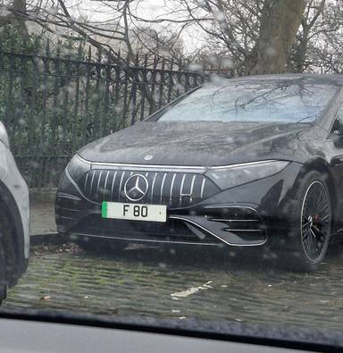 UK Number Plate F 80 on a 2023 Black Mercedes-Benz Amg Eqs 53 4matic+ Night Ed