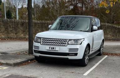 UK Number Plate FAM 1 on a 2017 White Land Rover Range Rover