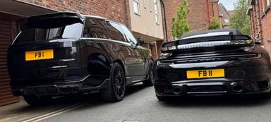 UK Number Plate FB 1 on a 2024 Black Land Rover Range Rover Sv Mhev Auto