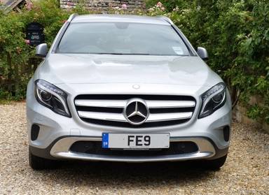 UK Number Plate FE 9 on a 2014 Silver Mercedes-Benz GLA