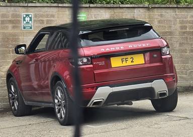 UK Number Plate FF 2 on a 2013 RED Land Rover Range Rover Evoque