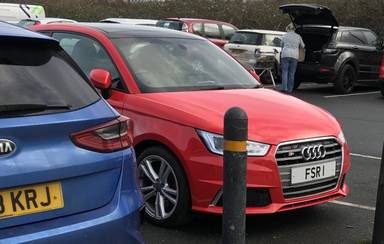 UK Number Plate FSR 1 on a 2016 RED Audi A1