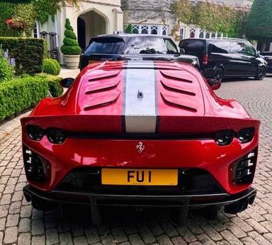 UK Number Plate FU 1 on a 2022 RED Ferrari 812 Superfast Competizione S-A