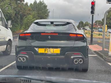 UK Number Plate FUL 1 on a 2025 Green Ferrari Saloon
