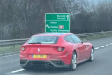 UK Number Plate G 28 on a 2014 RED Ferrari Ff V12