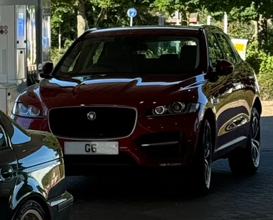 UK Number Plate G 6 on a 2017 RED Jaguar F-Pace