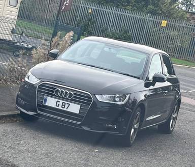 UK Number Plate G 87 on a 2018 Black Audi A1