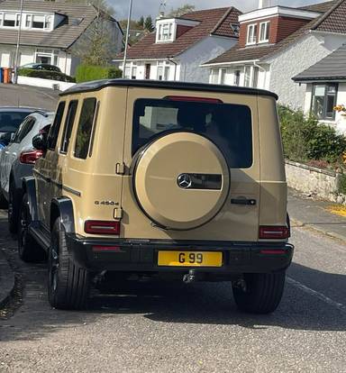 UK Number Plate G 99 on a 2025 Beige Mercedes-Benz G 450 Amg Line Prem + D Mhev A
