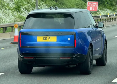 UK Number Plate GR 5 on a 2026 Blue Land Rover Range Rover Sv Mhev Auto