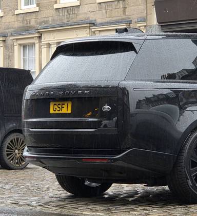 UK Number Plate GSF 1 on a 2023 Black Land Rover Range Rover Autobio Phev Auto