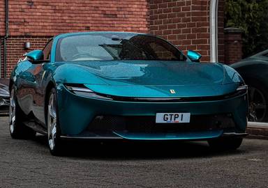 UK Number Plate GTP 1 on a 2026 Green Ferrari Amalfi Coupe S-A