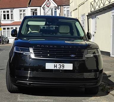UK Number Plate H 39 on a 2026 Black Land Rover Range Rover Sv Mhev Auto