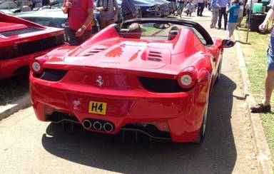 UK Number Plate H 4 on a 2013 RED Ferrari 458 Spider Dct S-A