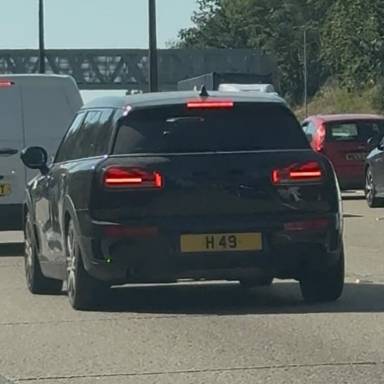 UK Number Plate H 49 on a 2023 Blue Mini Cooper S