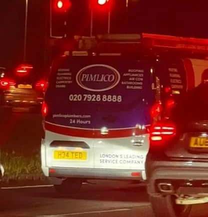 H34 TED number plate – Pimlico Plumbers