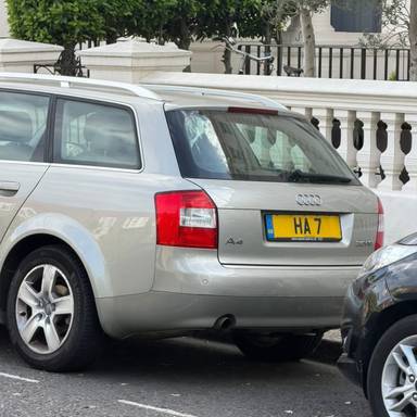 UK Number Plate HA 7 on a 2004 Beige Audi A4