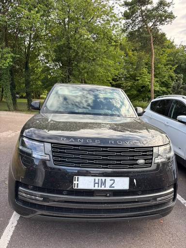 UK Number Plate HM 2 on a 2023 Black Land Rover Range Rover Hse D Mhev Auto