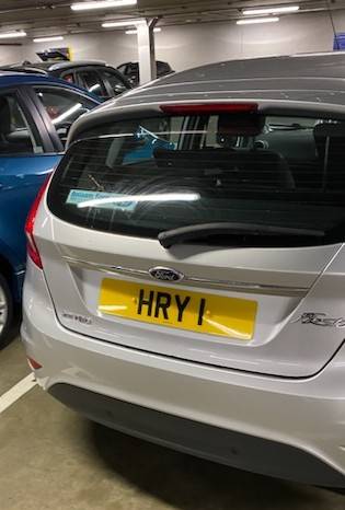 UK Number Plate HRY 1 on a 2011 Silver Ford Fiesta
